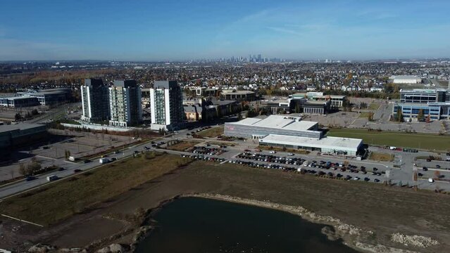 Aerial overview of the Quarry Park community in Calgary, Alberta, Canada.