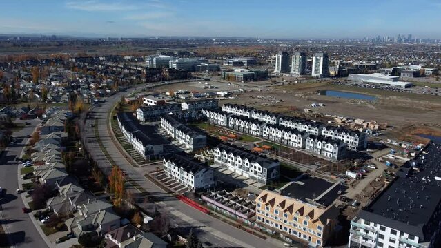 Drone air overview of the Quarry Park community in Calgary, Alberta, Canada.