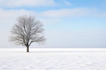 Fototapeta na wymiar a single tree standing tall on a snowy plain