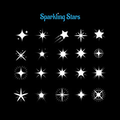 Set of icons of sparkling stars