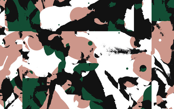 Uniquely designed, stylish and artistic looking background created from photo fragments. Photo manipulation. Militaristic concept. Combination of different colors. Copy space