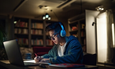 Fototapeta na wymiar teenage boy doing homework 
