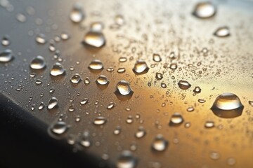 Fototapeta na wymiar drops of cleaning spray on a grubby piece of glass