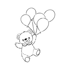 Drawing Teddy bear isolated on a white background teddy bear, vector sketch