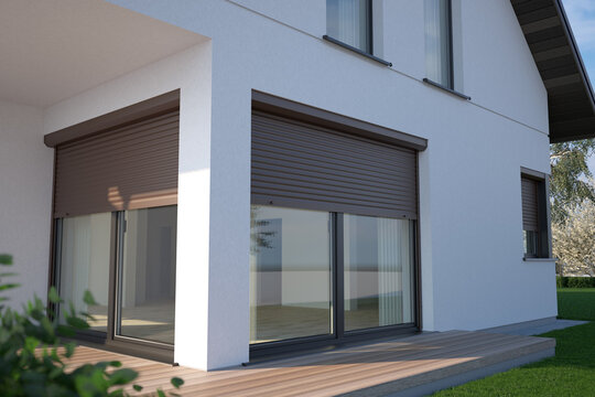 Window roller illustration - house 6, 3D illustration	