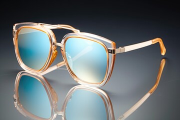 chic oversize sunglasses on a reflective surface