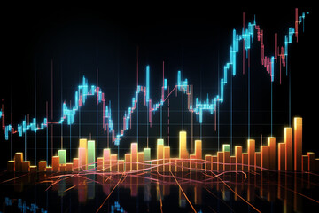Fototapeta premium Dynamic Market Chart: Business Stocks on Upward Winning UpTrend Trajectory