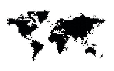 World map mosaic of small traingles. Vector illustration. © pyty