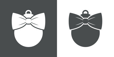 Tiempo de Navidad. Logo con silueta de bola de navidad con lazo de cinta para su uso en invitaciones y felicitaciones