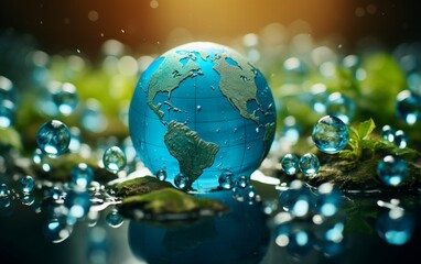 Obraz na płótnie Canvas Globe Adorned, Water Droplets Creating a Serene Surrounding