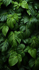 Green fresh palm leaves