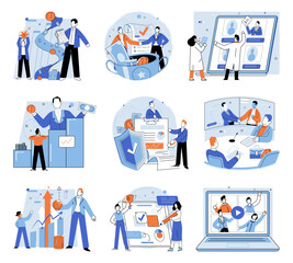 Fototapeta premium Business deal. Vector illustration. Finance plays critical role in business operations and growth Contracts ensure terms agreement are legally binding Jobs provide opportunities for individuals