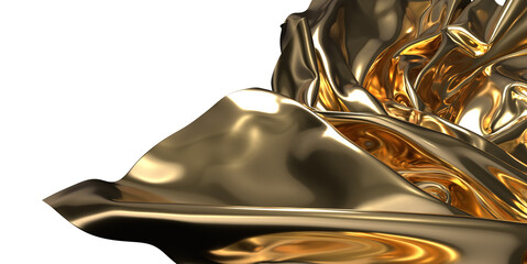 Ethereal Elegance: Abstract 3D Gold Cloth Illustration for Airy and Delicate Visuals