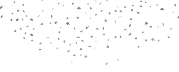 sparkling Christmas confetti falling isolated on white. magic shining flying stars glitter backdrop, sparkle border