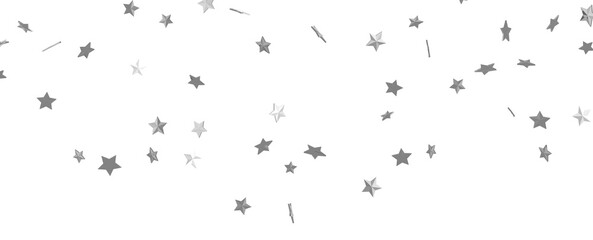 sparkling Christmas confetti falling isolated on white. magic shining flying stars glitter backdrop, sparkle border