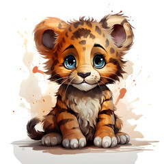 Obraz premium a cute adorable baby tiger generative ai, 