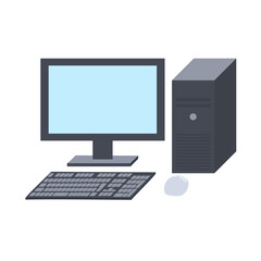 Fototapeta premium デスクトップパソコン。フラットなベクターイラスト。 A desktop PC. Flat designed vector illustration. 