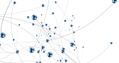 Gene lines and nodes, biological gene structure, 3d rendering.