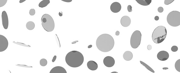 Glorious Cascade: Exquisite 3D Illustration of Glowing silver Confetti