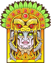 ancient aztec deity, illustration, design