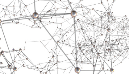 Neural network 3D illustration. Big data and cybersecurity