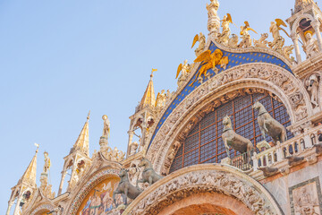 Fototapeta premium Landscape of Venice views, concept of vacation in Italy. Old part of city center. Ideas for journey. 