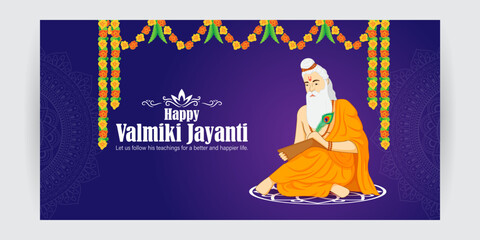 Vector illustration of Happy Valmiki Jayanti social media feed template