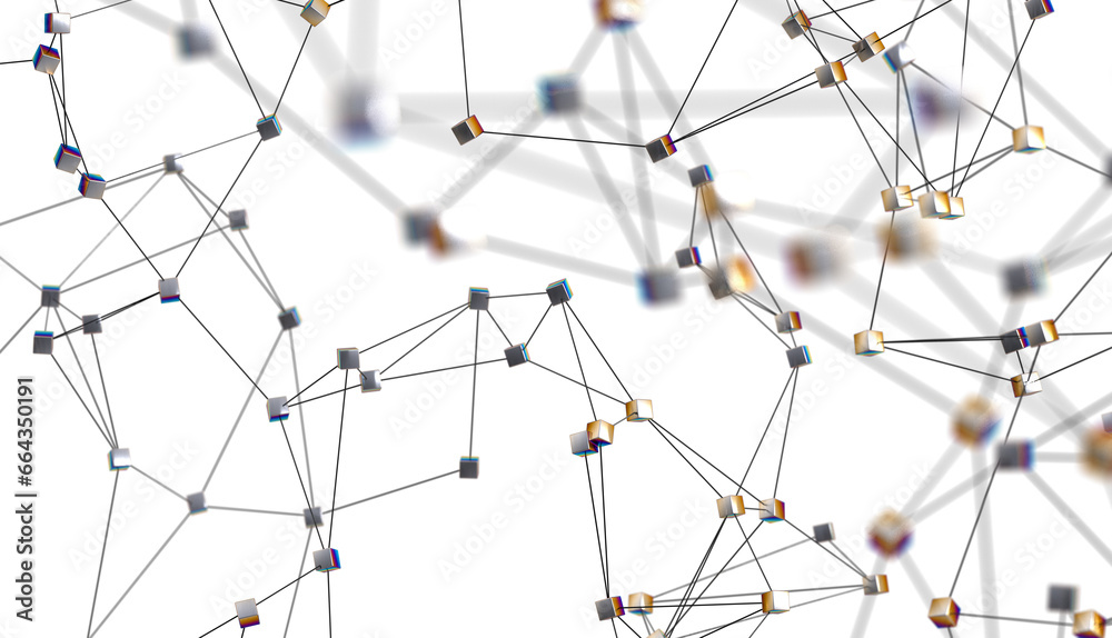 Poster Abstract 3d rendering of network concept. Modern background. Futuristic shape with spheres and lines. Design for poster, cover,