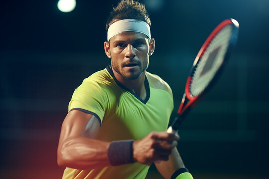 An athlete plays tennis