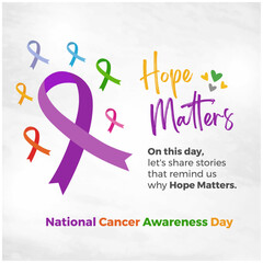 National Cancer Awareness Day. November 7th. Creative Social Media Post Design Vector Template
