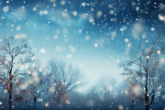 Snowflakes background vector illustration, in the style of blurred, dreamlike atmosphere. AI generative