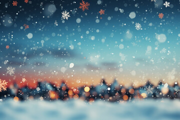 Snowflakes background vector illustration, in the style of blurred, dreamlike atmosphere. AI generative