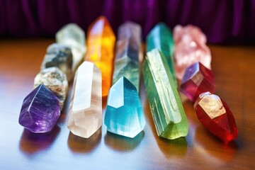 healing crystals arranged on a surface