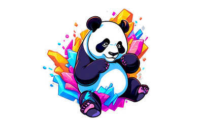 Panda Graphic Design in Vibrant Colors (PNG 12000x7200)