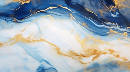 Luxury blue abstract background of marble liquid ink art painting on paper. Image of original artwork watercolor alcohol ink paint on high quality paper texture. Generative AI.