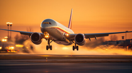 Fototapeta na wymiar Boeing 787 airplane at the airport