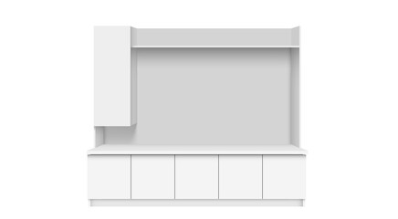 white showcase cabinet on the white background