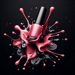 Colorful nail lacquer ads, nail polish splatter. Generative AI. - obrazy, fototapety, plakaty