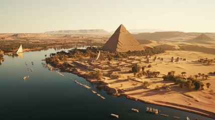 Pyramid Complex in the city of Aswan on the banks of the Nile River. - obrazy, fototapety, plakaty