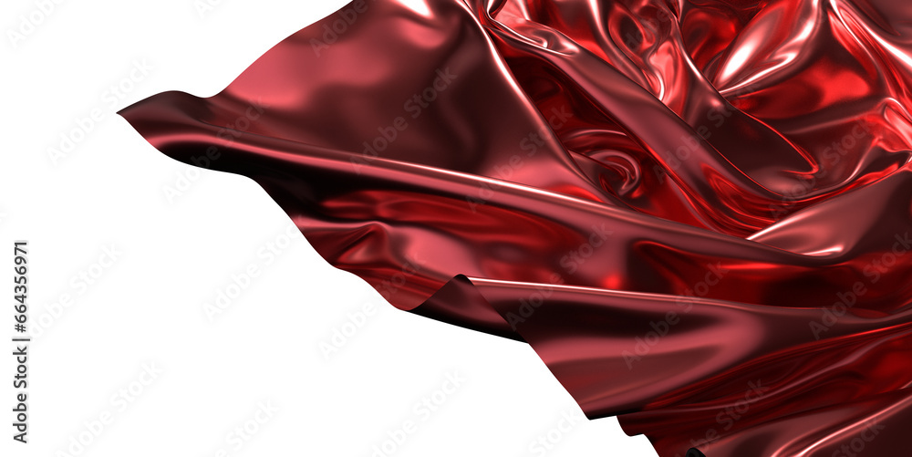 Poster smooth elegant red cloth on transparent background