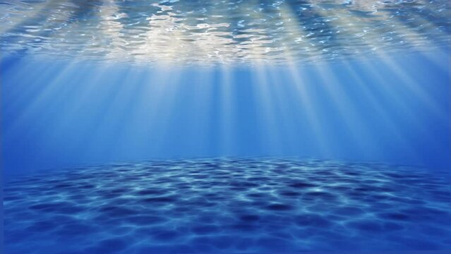 Seabed underwater loop animation. Eerie underwater motion background of the blue sea.  