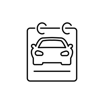 Appointment date for car service icon, pre-registration for auto repair line sign on white background - editable stroke vector illustration