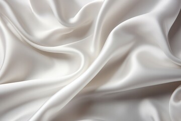 Closeup of Rippled White Satin Fabric