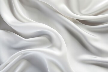 Closeup of Rippled White Satin Fabric - obrazy, fototapety, plakaty