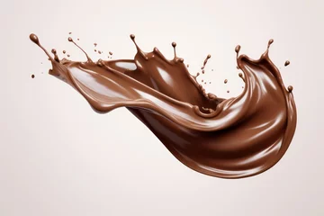 Rolgordijnen Chocolate splash isolated on a background, liquid splash. © inthasone