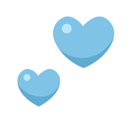 Two blue hearts 2D cartoon object. Expressing fondness isolated vector item white background. Volunteer donate reaction. Mercy religion. Harmony wellness. Soul sentimental color flat spot illustration