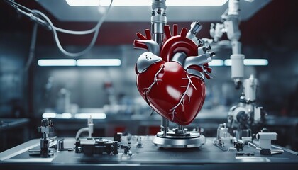 Artificial Mechanical Red Heart produced in a laboratory