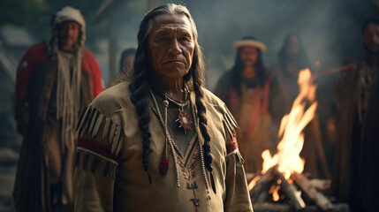 Obraz premium Wise Native American Storyteller and Oral Traditions
