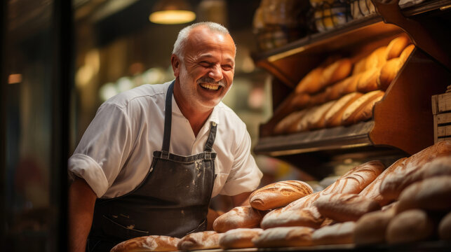 Creating and Savoring Artisanal Pastries: French Baker Shares Laughter with Customer