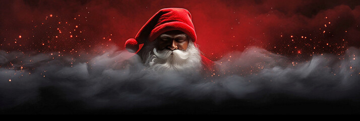 Portrait of cool Santa Claus on dark background. Generative AI.
